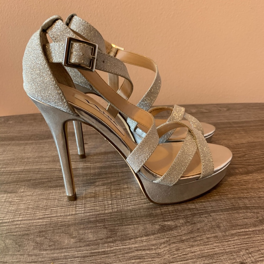 Nina New York Silver Platform Stilettos